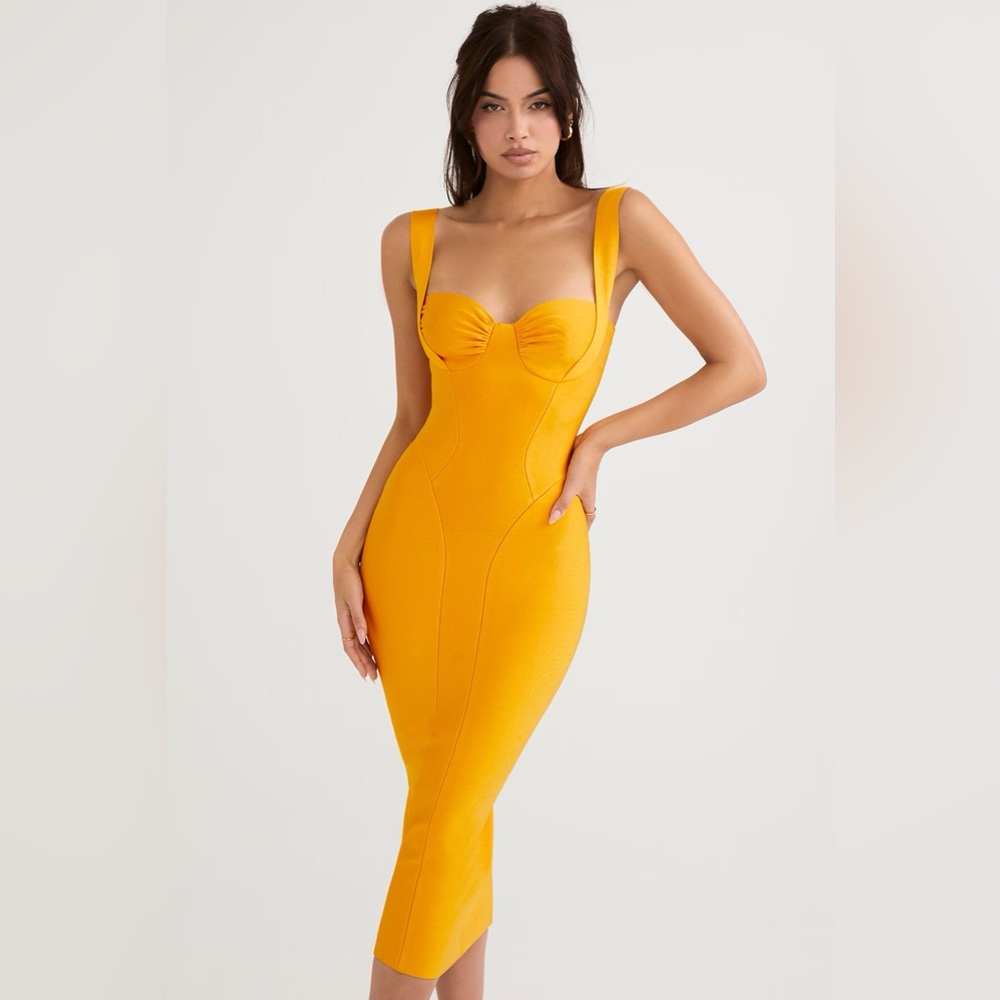 House of CB Charlene Tangerine Bandage Midi Dress - Brand New with Tags